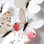 3D butterflies with magnet, house or event decorations, set of 12 pieces, white color